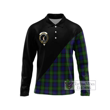 Gunn Tartan Long Sleeve Polo Shirt with Family Crest and Military Logo Style Unisex - Tartanvibesclothing Shop