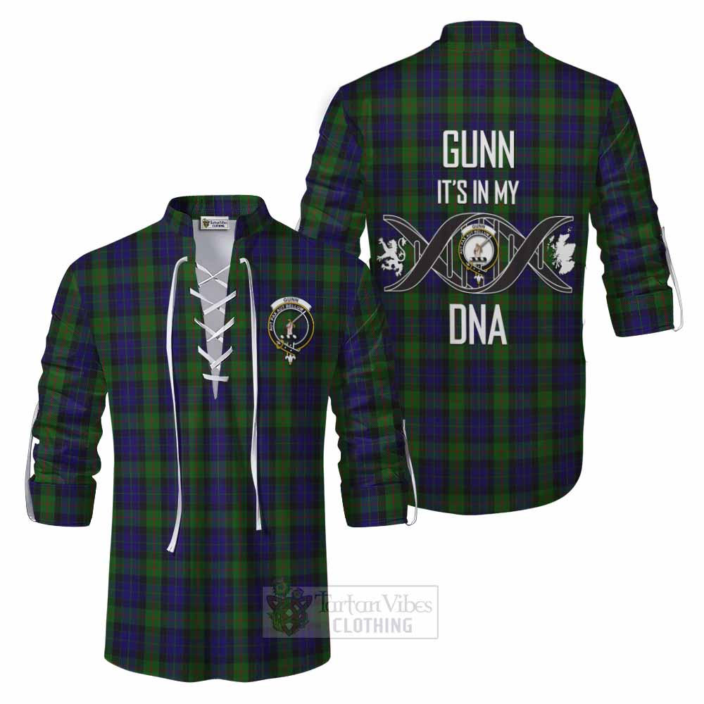 Tartan Vibes Clothing Gunn Tartan Ghillie Kilt Shirt with Family Crest DNA In Me Style