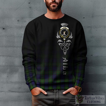 Tartan Vibes Clothing Gunn Tartan Sweatshirt Featuring Alba Gu Brath Family Crest Celtic Inspired