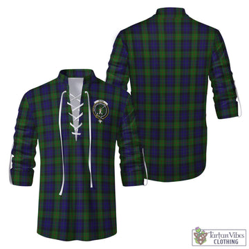 Gunn Tartan Men's Scottish Traditional Jacobite Ghillie Kilt Shirt with Family Crest