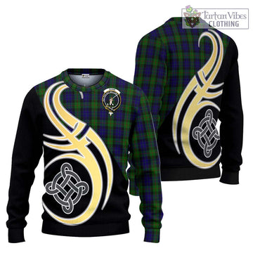 Gunn Tartan Knitted Sweater with Family Crest and Celtic Symbol Style Unisex - Tartan Vibes Clothing