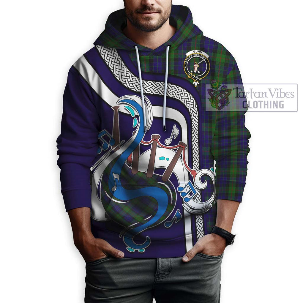 Gunn Tartan Hoodie with Epic Bagpipe Style Zip Hoodie - Tartanvibesclothing Shop