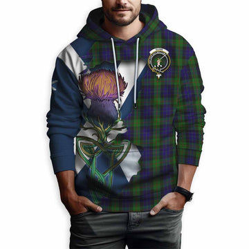Tartan Vibes Clothing Gunn Tartan Family Crest Hoodie Scottish Thistle Celtic Inspired