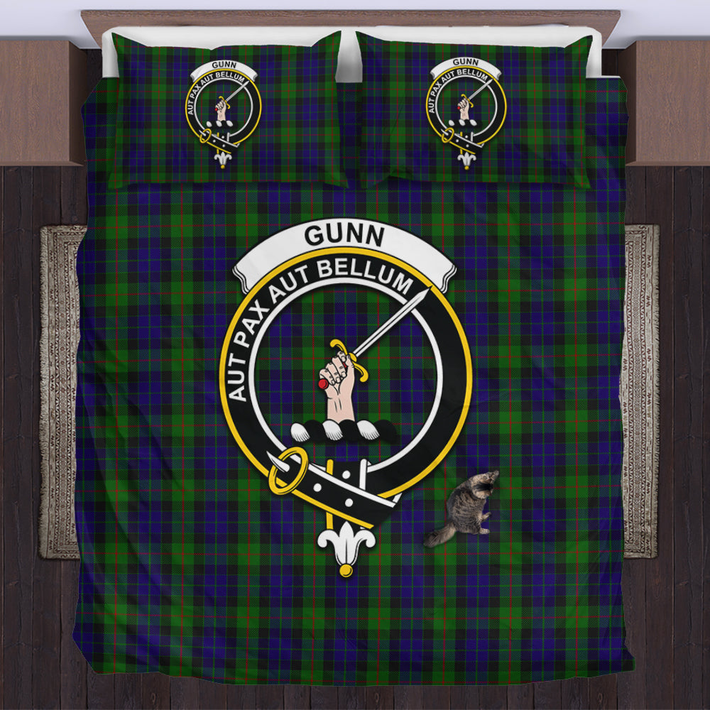 Gunn Tartan Bedding Set with Family Crest US Bedding Set - Tartan Vibes Clothing
