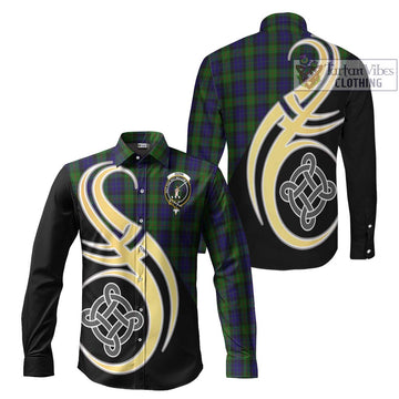 Gunn Tartan Long Sleeve Button Shirt with Family Crest and Celtic Symbol Style Men's Shirt S - Tartan Vibes Clothing