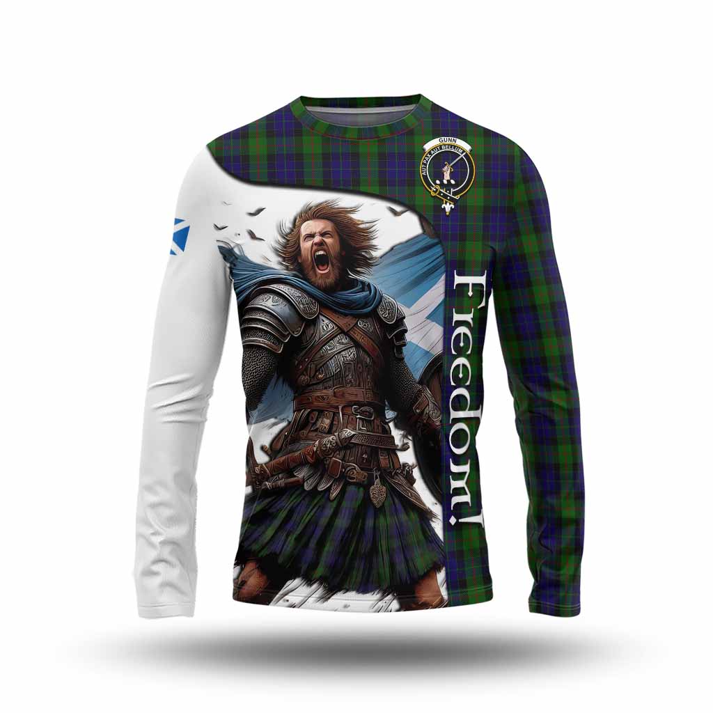 Tartan Vibes Clothing Gunn Crest Tartan Long Sleeve T-Shirt Inspired by the Freedom of Scottish Warrior