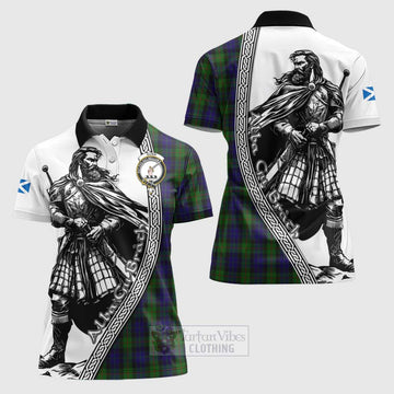 Tartan Vibes Clothing Gunn Tartan Clan Crest Women's Polo Shirt with Highlander Warrior Celtic Style