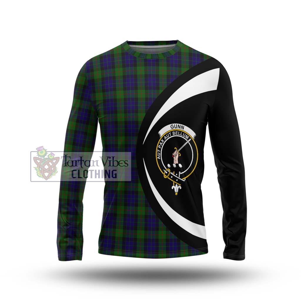 Gunn Tartan Long Sleeve T-Shirt with Family Crest Circle Style Unisex - Tartan Vibes Clothing