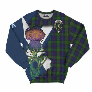 Tartan Vibes Clothing Gunn Tartan Family Crest Sweatshirt Scottish Thistle Celtic Inspired