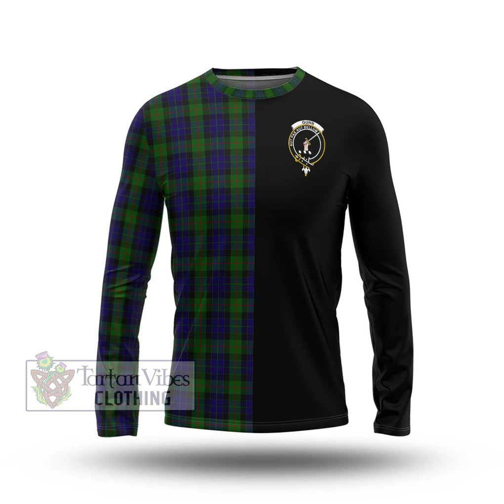 Gunn Tartan Long Sleeve T-Shirt with Family Crest and Half Of Me Style Unisex - Tartanvibesclothing Shop