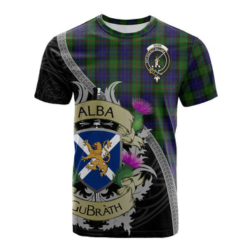 Tartan Vibes Clothing Gunn Tartan Family Crest Cotton T-shirt Lion Rampant Royal Thistle Shield Celtic Inspired