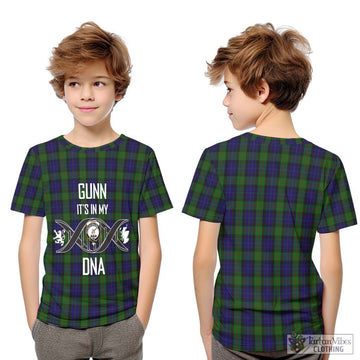 Gunn Tartan Kid T-Shirt with Family Crest DNA In Me Style Youth XL Size14 - Tartanvibesclothing Shop