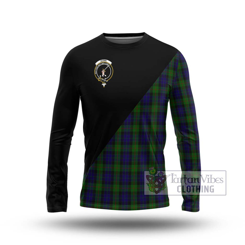 Gunn Tartan Long Sleeve T-Shirt with Family Crest and Military Logo Style Unisex - Tartanvibesclothing Shop