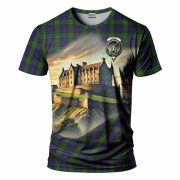 Tartan Vibes Clothing Gunn Tartan Family Crest T-Shirt with Scottish Ancient Castle Stype