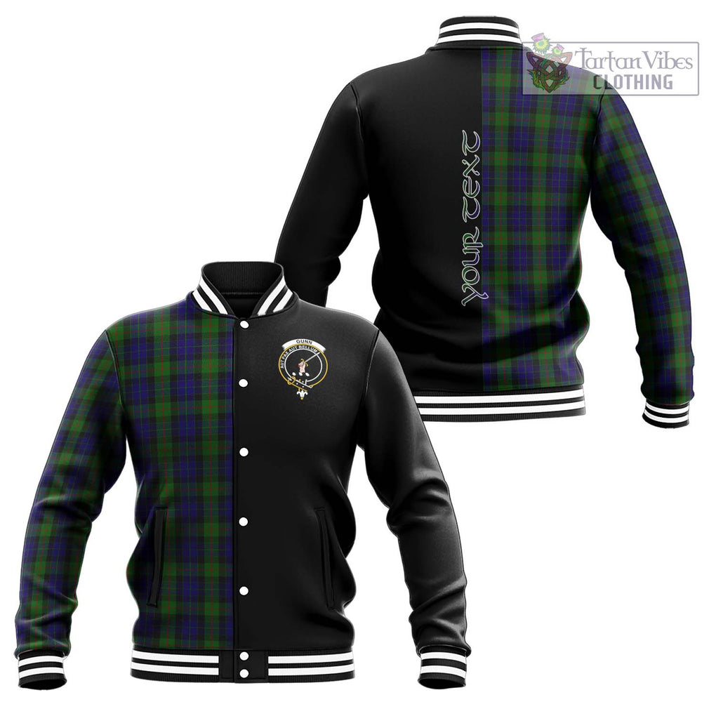 Gunn Tartan Baseball Jacket with Family Crest and Half Of Me Style Unisex - Tartanvibesclothing Shop