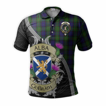 Gunn Tartan Family Crest Polo Shirt Lion Rampant Royal Thistle Shield Celtic Inspired