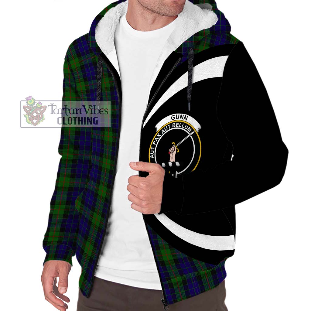Gunn Tartan Sherpa Hoodie with Family Crest Circle Style Unisex S - Tartan Vibes Clothing