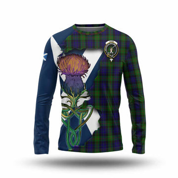 Gunn Tartan Family Crest Long Sleeve T-Shirt Scottish Thistle Celtic Inspired