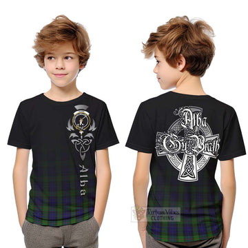 Tartan Vibes Clothing Gunn Tartan Kid T-Shirt Featuring Alba Gu Brath Family Crest Celtic Inspired