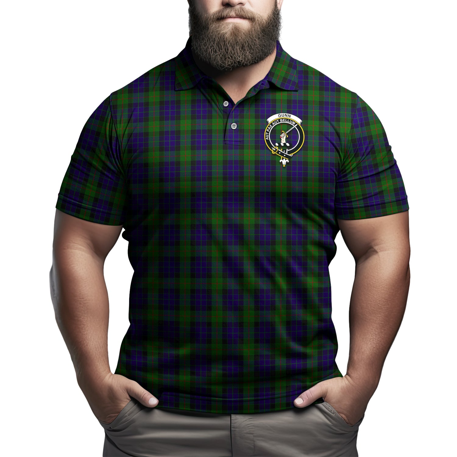 Gunn Tartan Men's Polo Shirt with Family Crest Kid - Tartan Vibes Clothing