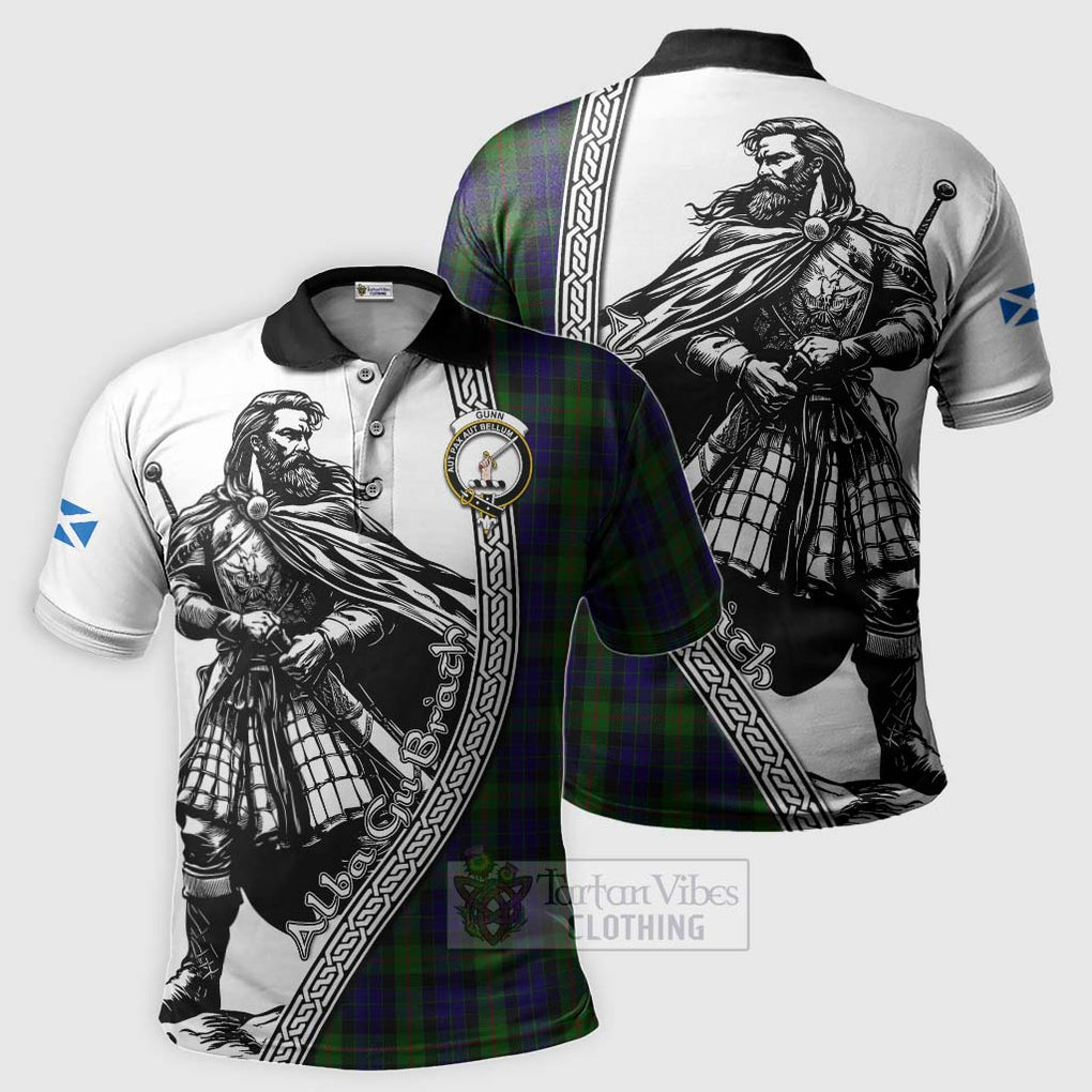 Tartan Vibes Clothing Gunn Tartan Clan Crest Polo Shirt with Highlander Warrior Celtic Style