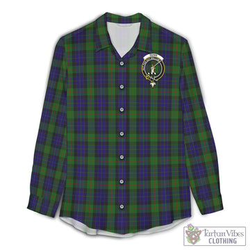 Gunn Tartan Women's Casual Shirt with Family Crest