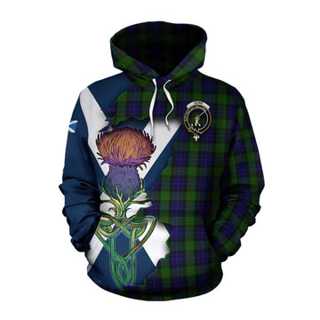Tartan Vibes Clothing Gunn Tartan Family Crest Cotton Hoodie Scottish Thistle Celtic Inspired