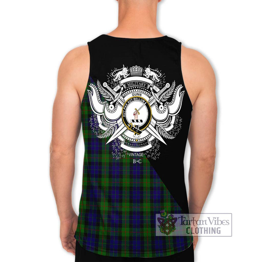 Gunn Tartan Men's Tank Top with Family Crest and Military Logo Style - Tartanvibesclothing Shop