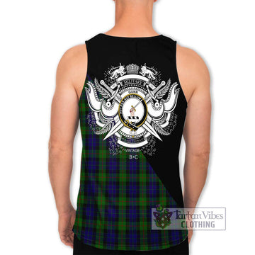Gunn Tartan Men's Tank Top with Family Crest and Military Logo Style - Tartanvibesclothing Shop