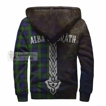 Gunn Tartan Family Crest Sherpa Hoodie Alba Gu Brath Be Brave Lion Ancient Style