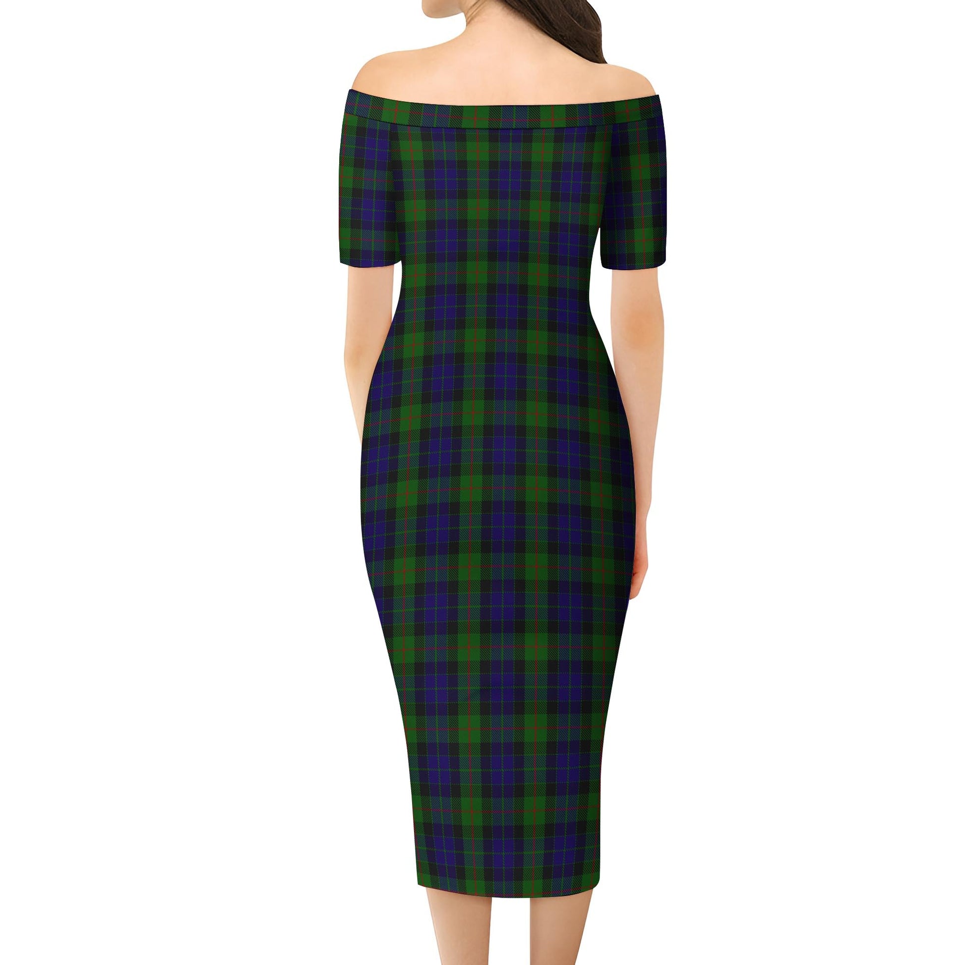 Gunn Tartan Off Shoulder Lady Dress - Tartanvibesclothing