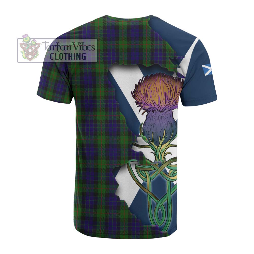 Tartan Vibes Clothing Gunn Tartan Family Crest Cotton T-shirt Scottish Thistle Celtic Inspired