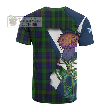 Tartan Vibes Clothing Gunn Tartan Family Crest Cotton T-shirt Scottish Thistle Celtic Inspired