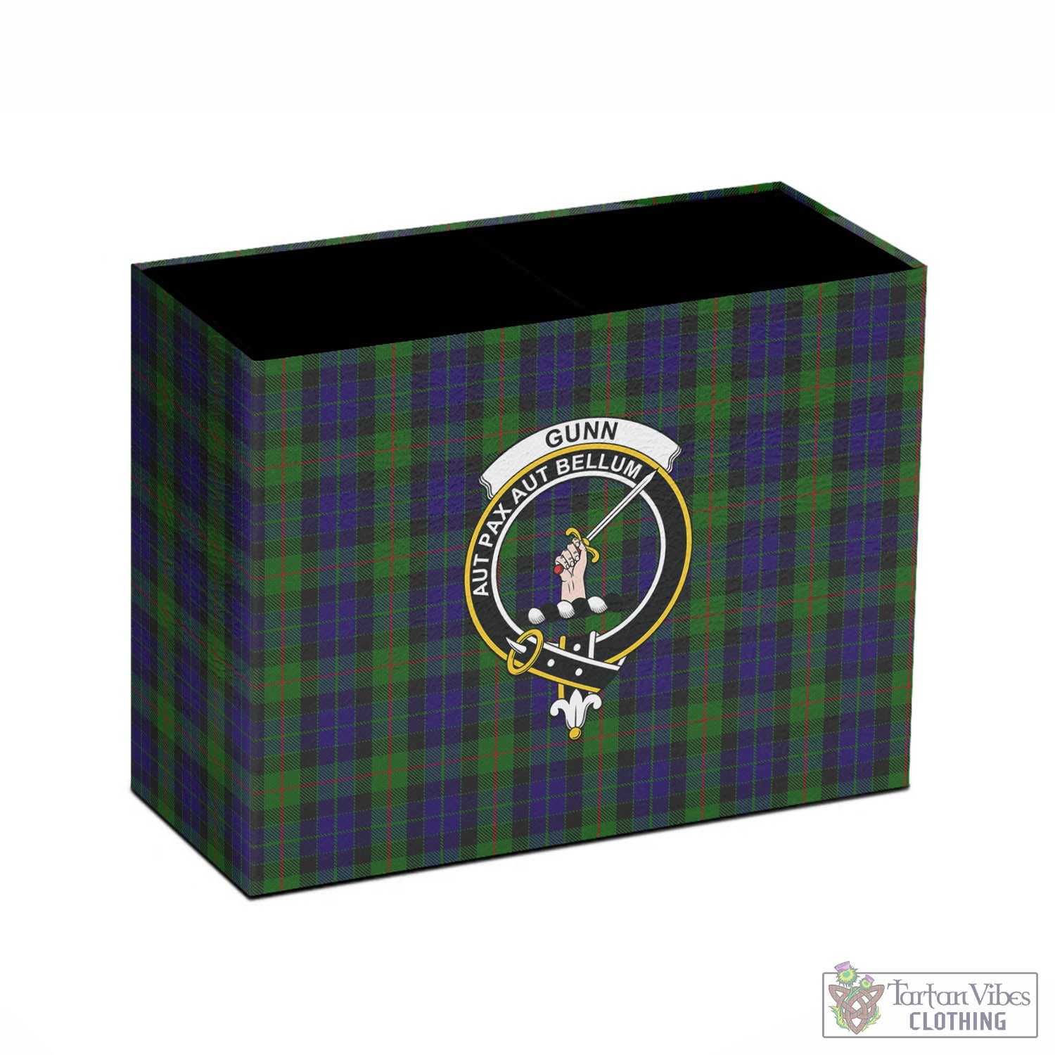 Tartan Vibes Clothing Gunn Tartan Pen Holder with Family Crest