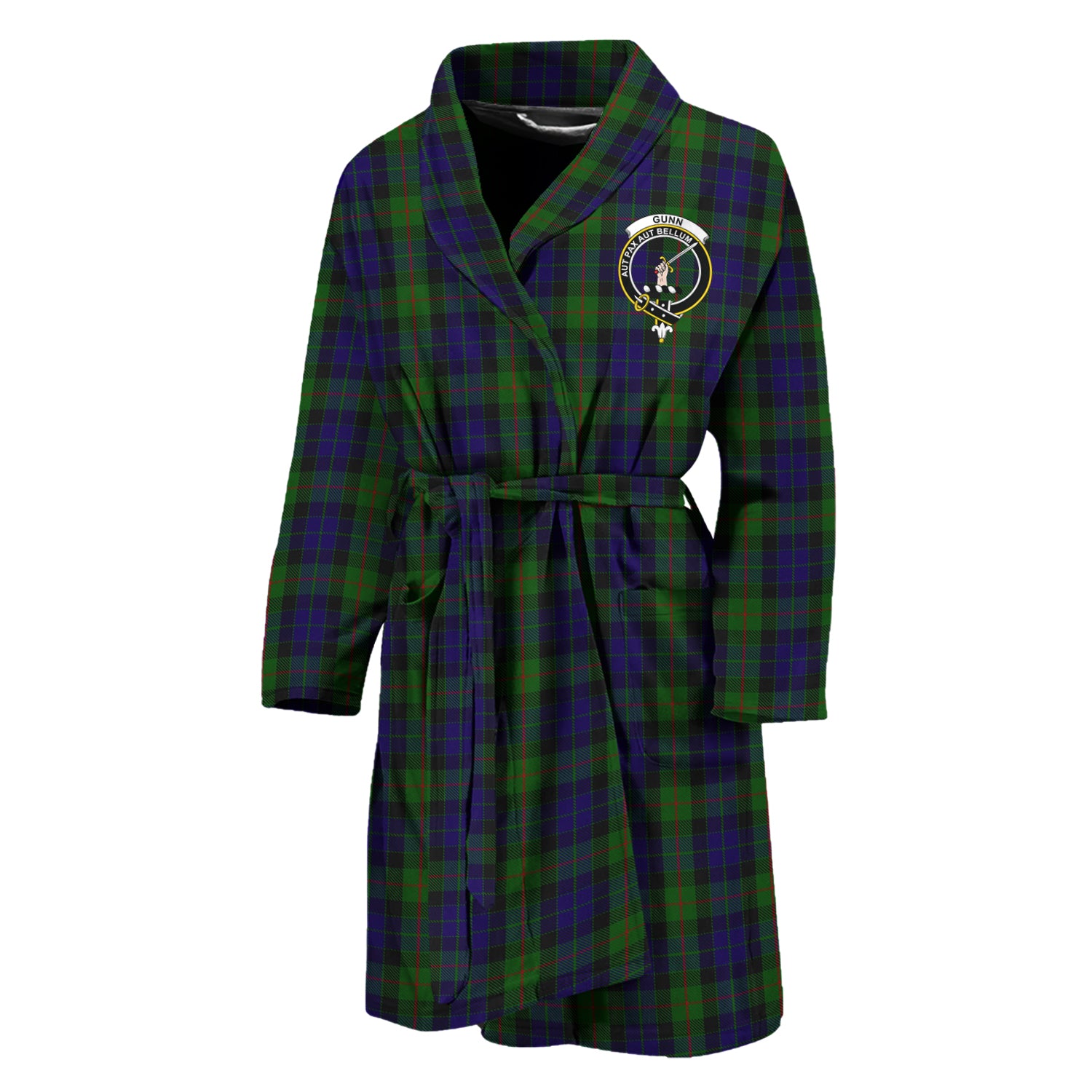 Gunn Tartan Bathrobe with Family Crest Unisex M - Tartan Vibes Clothing