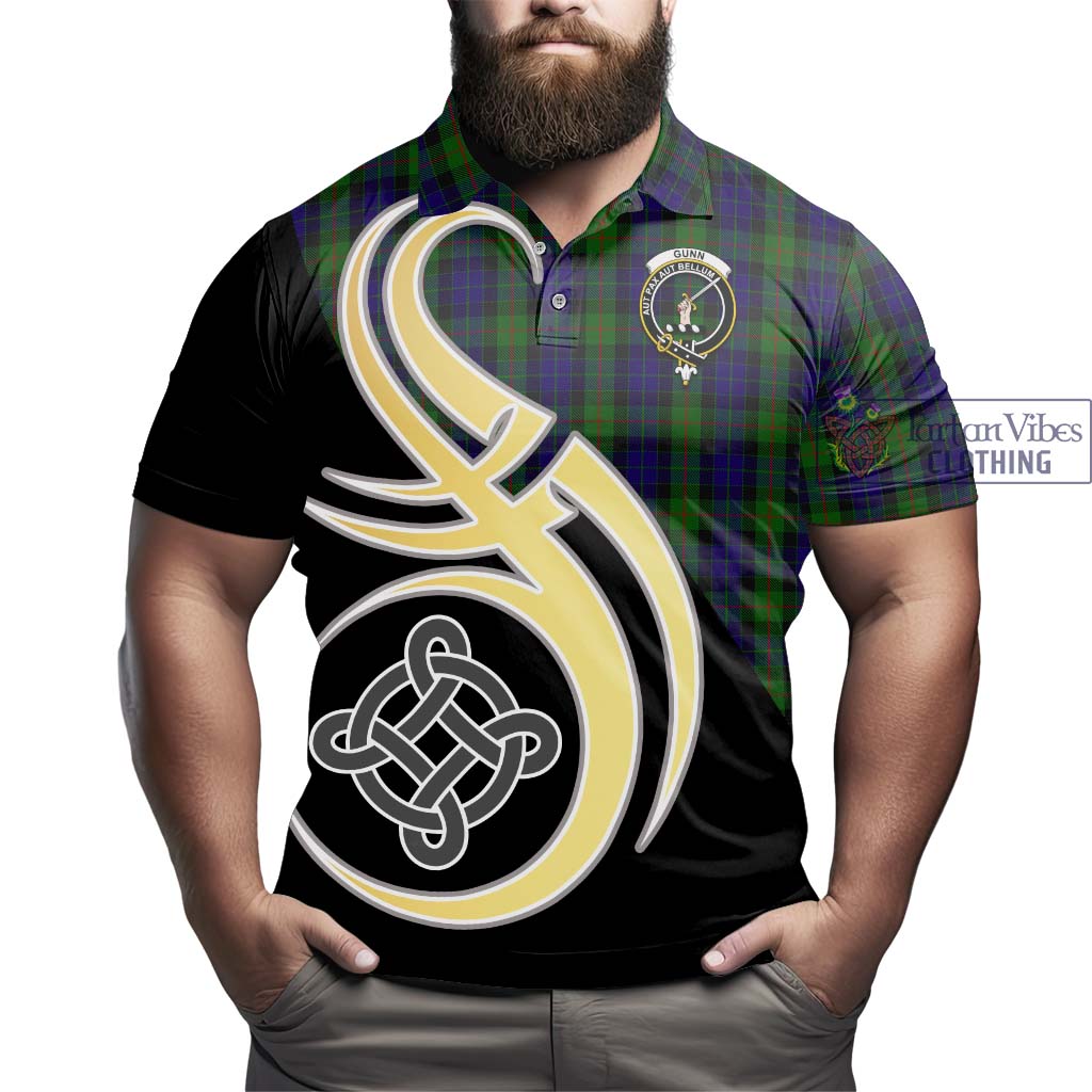 Gunn Tartan Polo Shirt with Family Crest and Celtic Symbol Style - Tartan Vibes Clothing