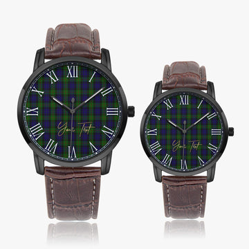 Gunn Tartan Personalized Your Text Leather Trap Quartz Watch