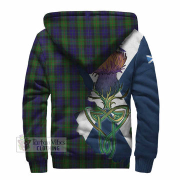Tartan Vibes Clothing Gunn Tartan Family Crest Sherpa Hoodie Scottish Thistle Celtic Inspired