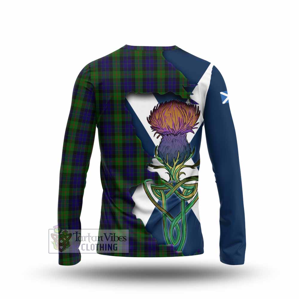 Tartan Vibes Clothing Gunn Tartan Family Crest Long Sleeve T-Shirt Scottish Thistle Celtic Inspired