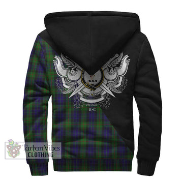 Gunn Tartan Sherpa Hoodie with Family Crest and Military Logo Style - Tartanvibesclothing Shop
