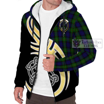 Gunn Tartan Sherpa Hoodie with Family Crest and Celtic Symbol Style - Tartan Vibes Clothing