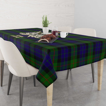 Gunn Tartan Tablecloth with Clan Crest and the Golden Sword of Courageous Legacy
