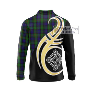 Gunn Tartan Long Sleeve Polo Shirt with Family Crest and Celtic Symbol Style - Tartan Vibes Clothing