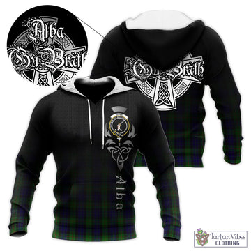 Gunn Tartan Knitted Hoodie Featuring Alba Gu Brath Family Crest Celtic Inspired