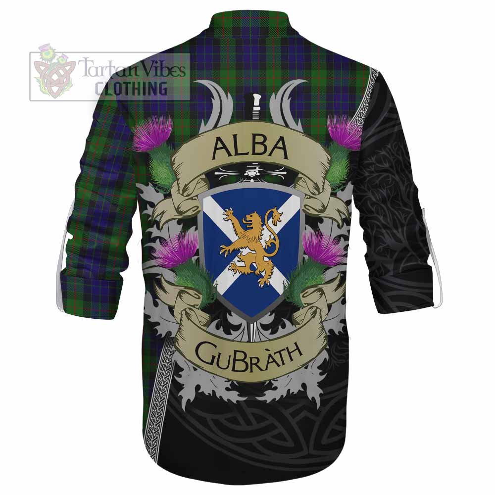 Tartan Vibes Clothing Gunn Tartan Family Crest Ghillie Kilt Shirt Lion Rampant Royal Thistle Shield Celtic Inspired