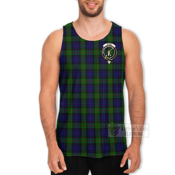 Tartan Vibes Clothing Gunn Tartan Men's Tank Top with Family Crest Celtic Skull Style