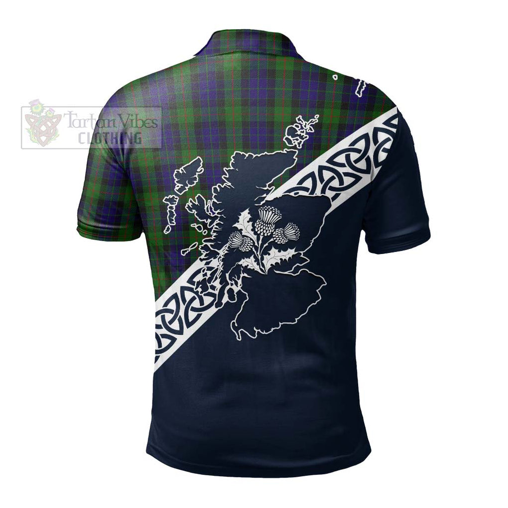Gunn Tartan Polo Shirt Featuring Thistle and Scotland Map