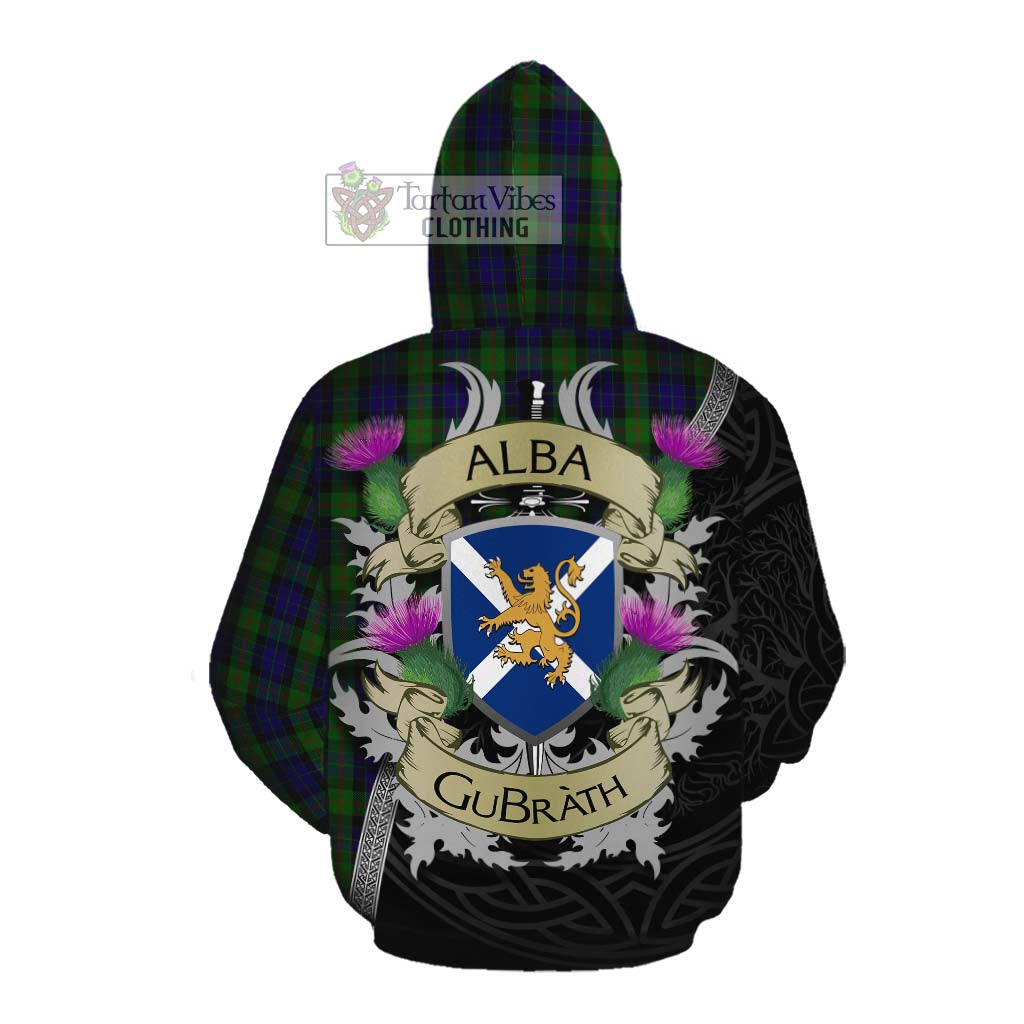 Tartan Vibes Clothing Gunn Tartan Family Crest Cotton Hoodie Lion Rampant Royal Thistle Shield Celtic Inspired