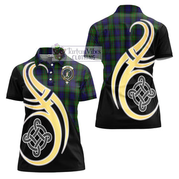 Gunn Tartan Women's Polo Shirt with Family Crest and Celtic Symbol Style - Tartan Vibes Clothing
