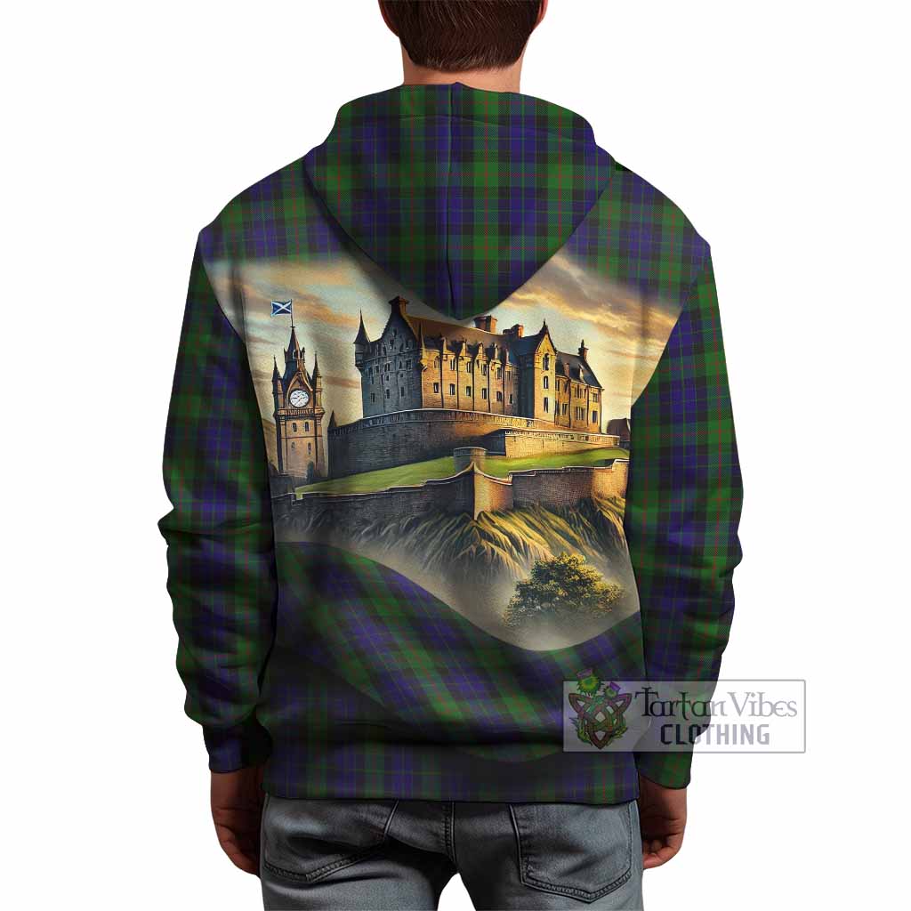 Tartan Vibes Clothing Gunn Tartan Family Crest Hoodie with Scottish Ancient Castle Style